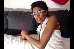 Hand job tutorial from black sweetie